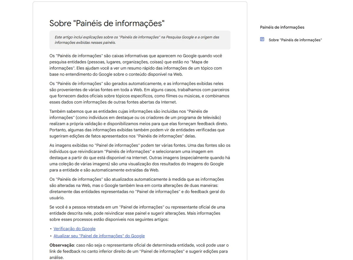 Um resumo público reúne informações de fontes diversas.